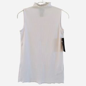 Rachel Zoe Slim Rib Mock Neck Sleeveless White Top NWT Sz XS